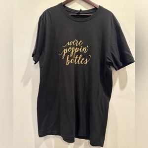Black "we're poppin' bottles" Bachelorette T-shirt Mens Large